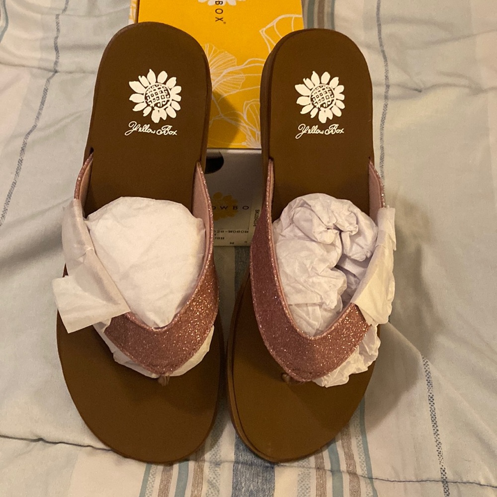 Yellow Box sandal. Size 8. New in box